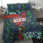 Canberra Raiders ANZAC Bedding Set Indigenous Wave Pattern Poppy Remembrance Viking Warrior