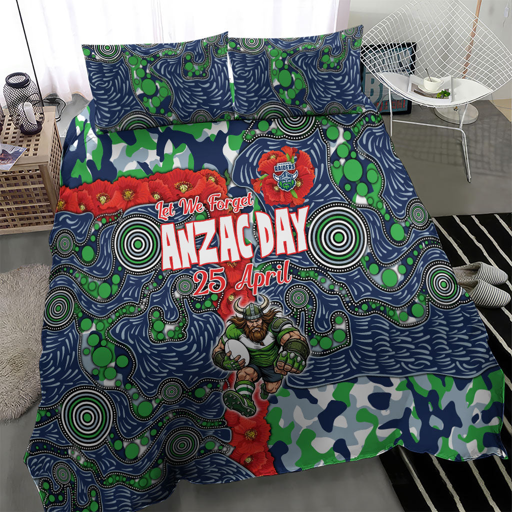 Canberra Raiders ANZAC Bedding Set Indigenous Wave Pattern Poppy Remembrance Viking Warrior