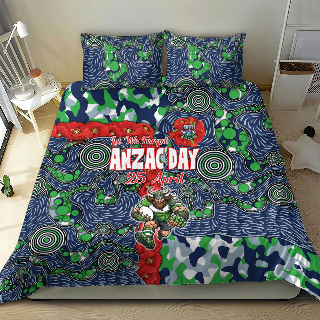 Canberra Raiders ANZAC Bedding Set Indigenous Wave Pattern Poppy Remembrance Viking Warrior