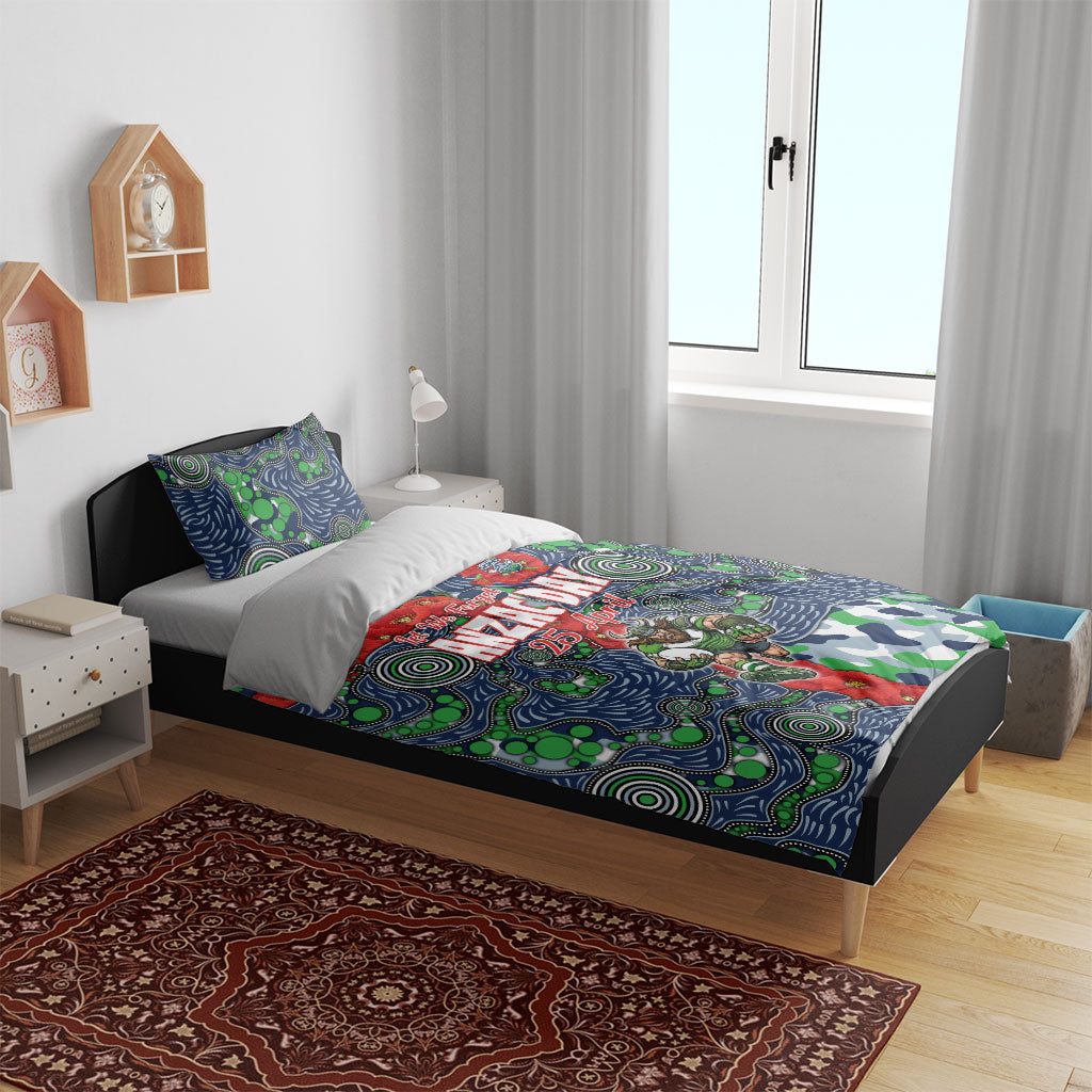 Canberra Raiders ANZAC Bedding Set Indigenous Wave Pattern Poppy Remembrance Viking Warrior