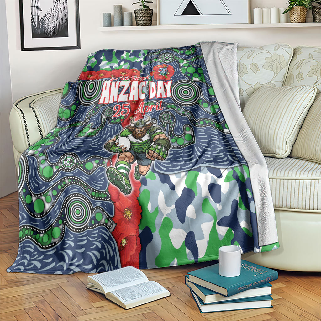 Canberra Raiders ANZAC Blanket Indigenous Wave Pattern Poppy Remembrance Viking Warrior