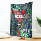 Canberra Raiders ANZAC Blanket Indigenous Wave Pattern Poppy Remembrance Viking Warrior