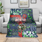 Canberra Raiders ANZAC Blanket Indigenous Wave Pattern Poppy Remembrance Viking Warrior