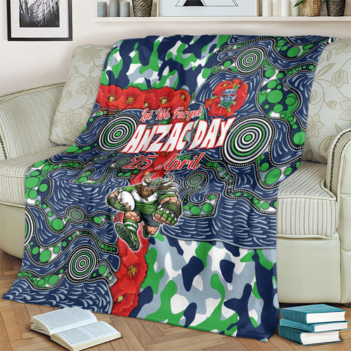 Canberra Raiders ANZAC Blanket Indigenous Wave Pattern Poppy Remembrance Viking Warrior