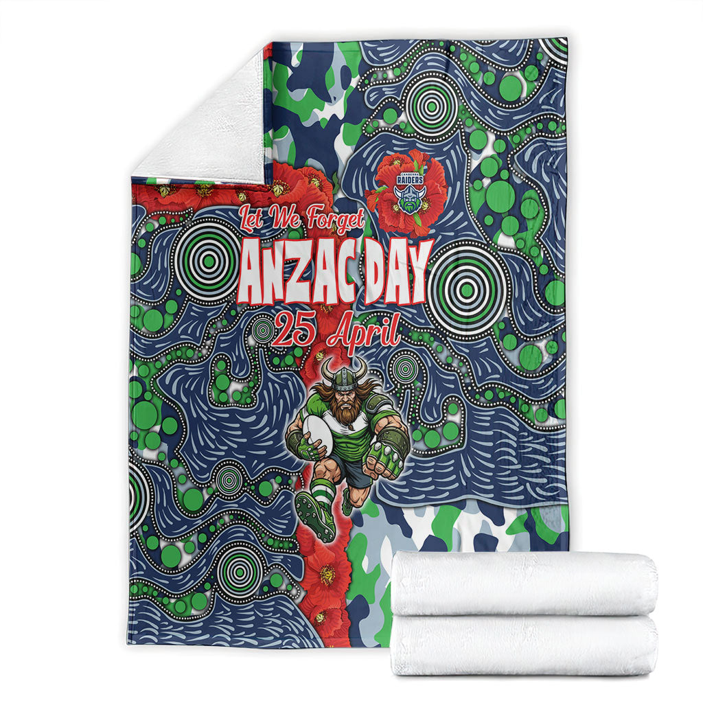 Canberra Raiders ANZAC Blanket Indigenous Wave Pattern Poppy Remembrance Viking Warrior