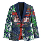 Canberra Raiders ANZAC Blazer Indigenous Wave Pattern Poppy Remembrance Viking Warrior