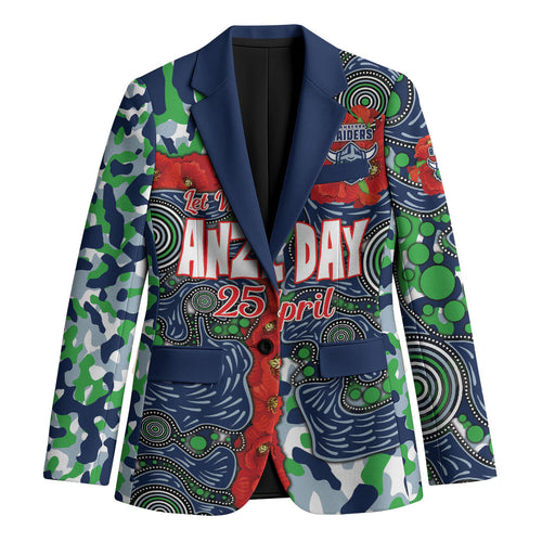 Canberra Raiders ANZAC Blazer Indigenous Wave Pattern Poppy Remembrance Viking Warrior