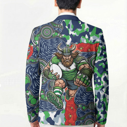 Canberra Raiders ANZAC Blazer Indigenous Wave Pattern Poppy Remembrance Viking Warrior