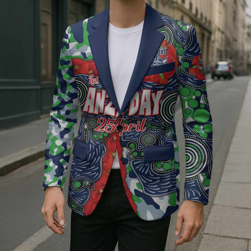 Canberra Raiders ANZAC Blazer Indigenous Wave Pattern Poppy Remembrance Viking Warrior