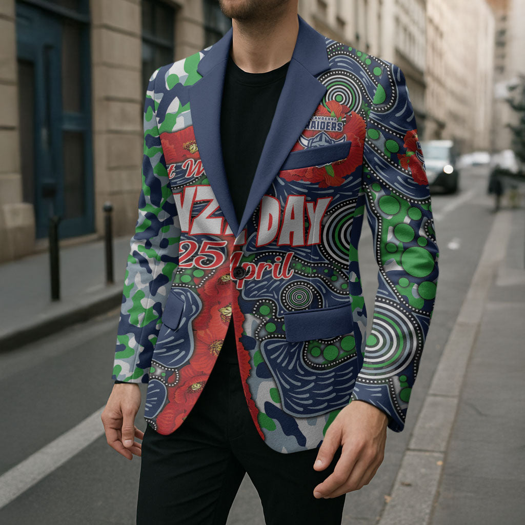 Canberra Raiders ANZAC Blazer Indigenous Wave Pattern Poppy Remembrance Viking Warrior