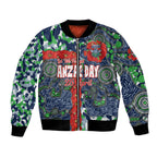 Canberra Raiders ANZAC Bomber Jacket Indigenous Wave Pattern Poppy Remembrance Viking Warrior