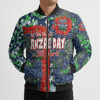 Canberra Raiders ANZAC Bomber Puffer Jacket Indigenous Wave Pattern Poppy Remembrance Viking Warrior