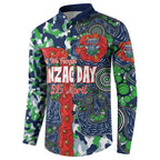 Canberra Raiders ANZAC Button Sweatshirt Indigenous Wave Pattern Poppy Remembrance Viking Warrior