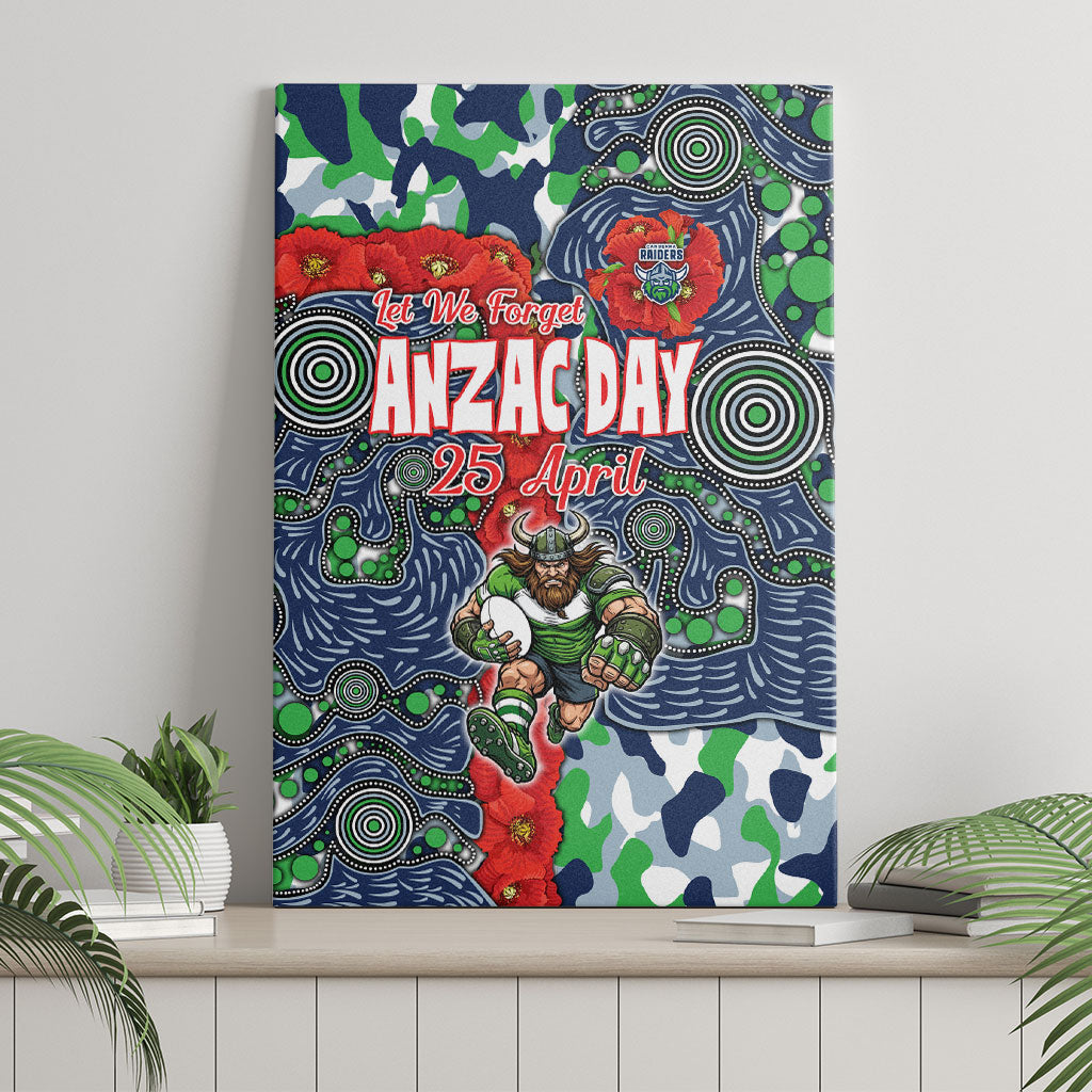 Canberra Raiders ANZAC Canvas Wall Art Indigenous Wave Pattern Poppy Remembrance Viking Warrior