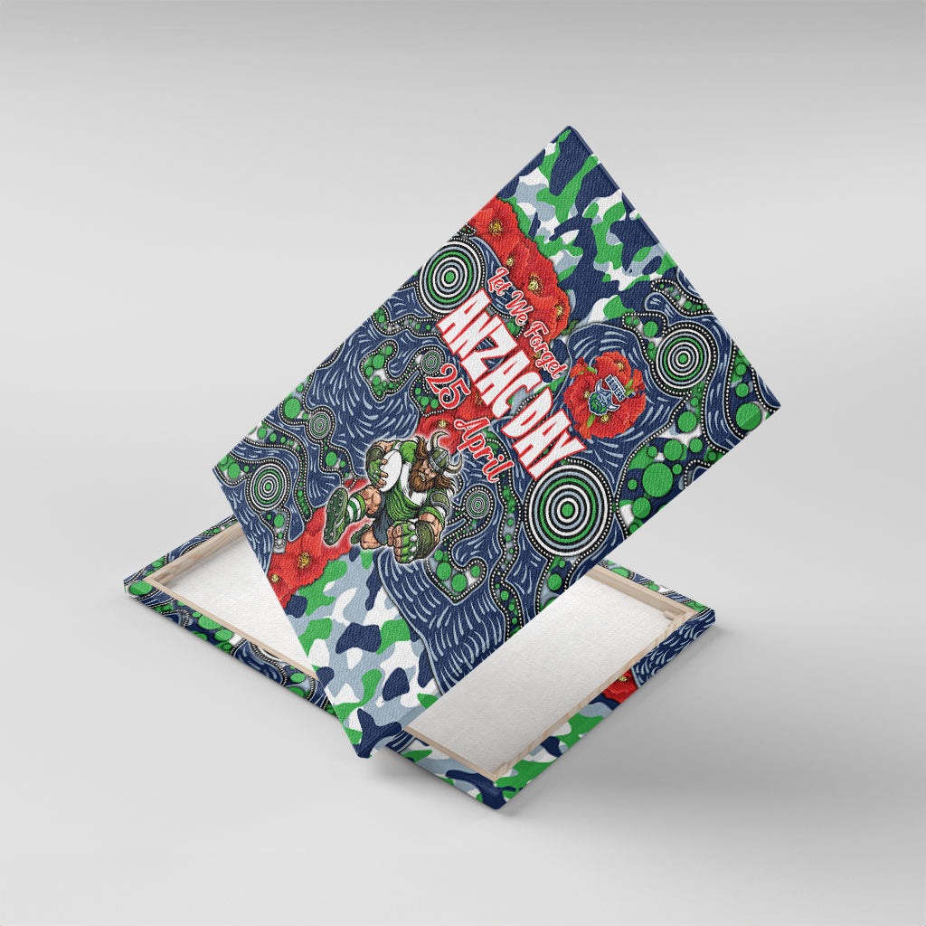 Canberra Raiders ANZAC Canvas Wall Art Indigenous Wave Pattern Poppy Remembrance Viking Warrior