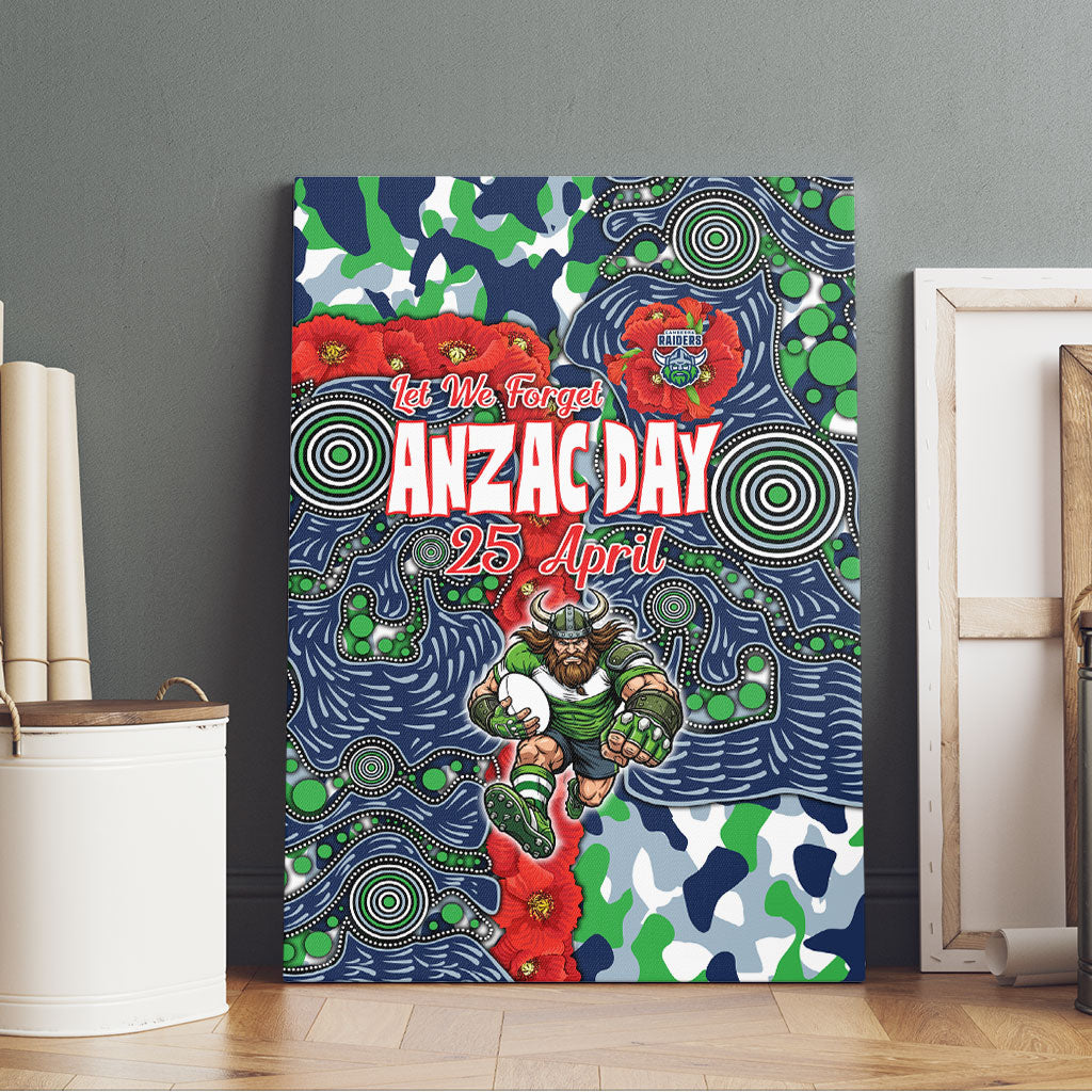Canberra Raiders ANZAC Canvas Wall Art Indigenous Wave Pattern Poppy Remembrance Viking Warrior