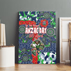 Canberra Raiders ANZAC Canvas Wall Art Indigenous Wave Pattern Poppy Remembrance Viking Warrior
