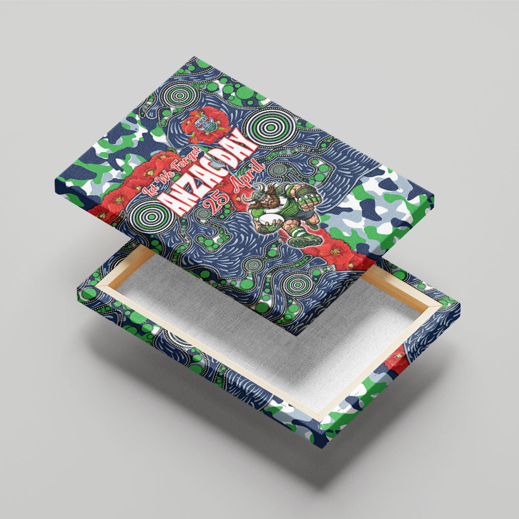 Canberra Raiders ANZAC Canvas Wall Art Indigenous Wave Pattern Poppy Remembrance Viking Warrior