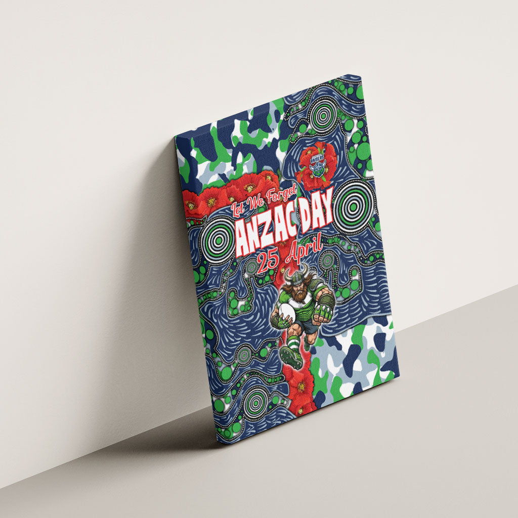 Canberra Raiders ANZAC Canvas Wall Art Indigenous Wave Pattern Poppy Remembrance Viking Warrior