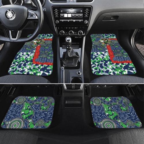 Canberra Raiders ANZAC Car Mats Indigenous Wave Pattern Poppy Remembrance Viking Warrior