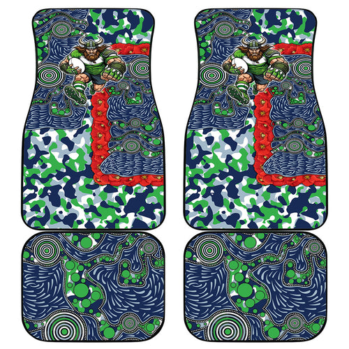 Canberra Raiders ANZAC Car Mats Indigenous Wave Pattern Poppy Remembrance Viking Warrior