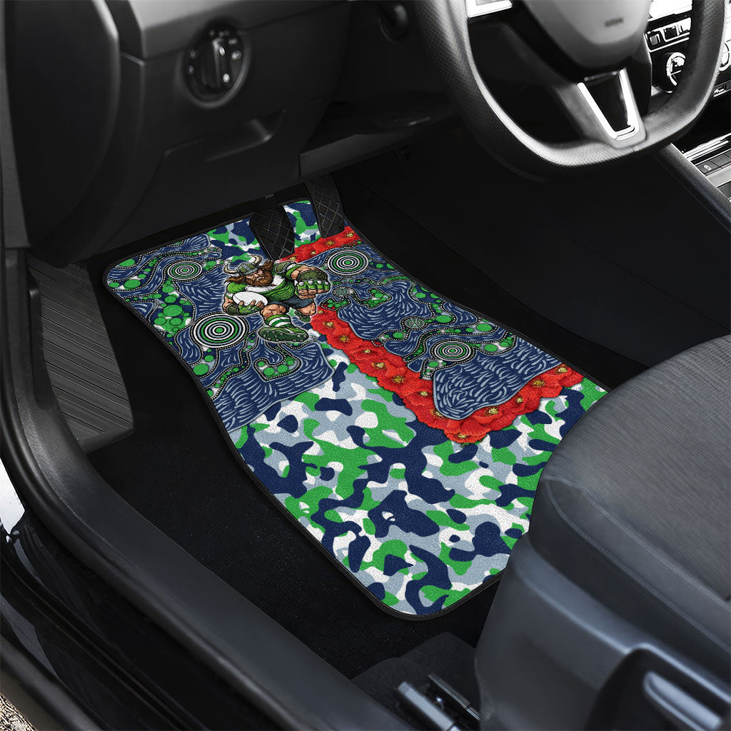 Canberra Raiders ANZAC Car Mats Indigenous Wave Pattern Poppy Remembrance Viking Warrior