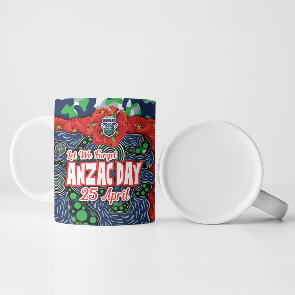 Canberra Raiders ANZAC Ceramic Mug Indigenous Wave Pattern Poppy Remembrance Viking Warrior