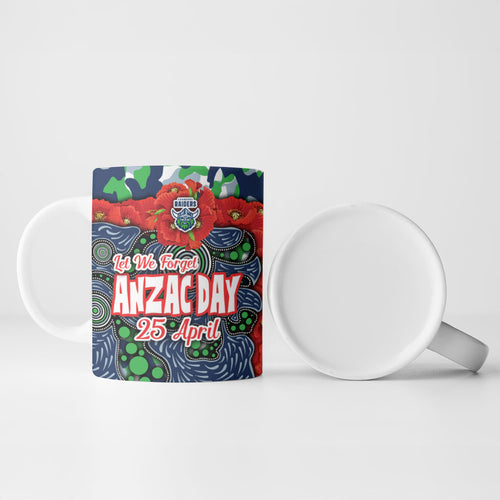 Canberra Raiders ANZAC Ceramic Mug Indigenous Wave Pattern Poppy Remembrance Viking Warrior