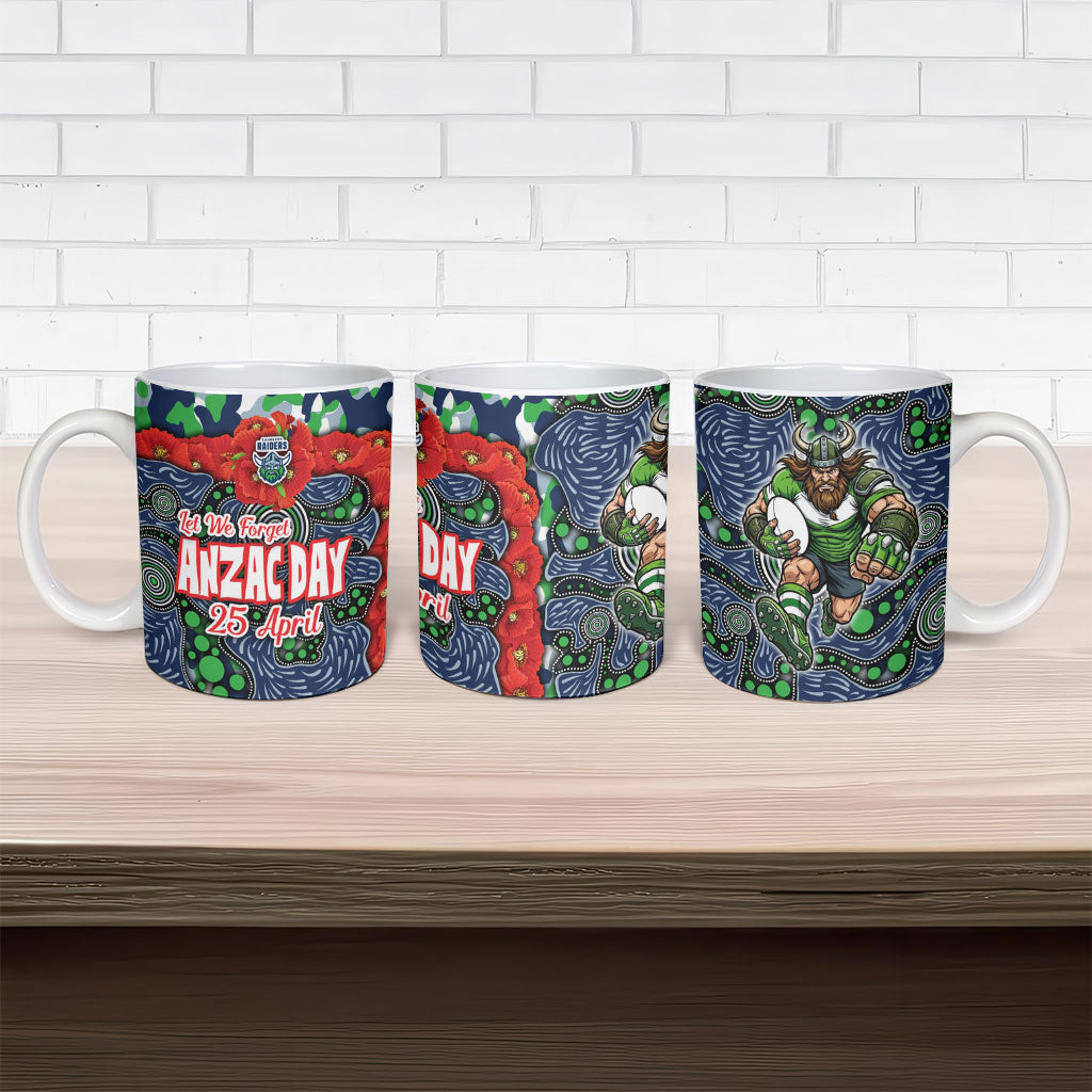 Canberra Raiders ANZAC Ceramic Mug Indigenous Wave Pattern Poppy Remembrance Viking Warrior