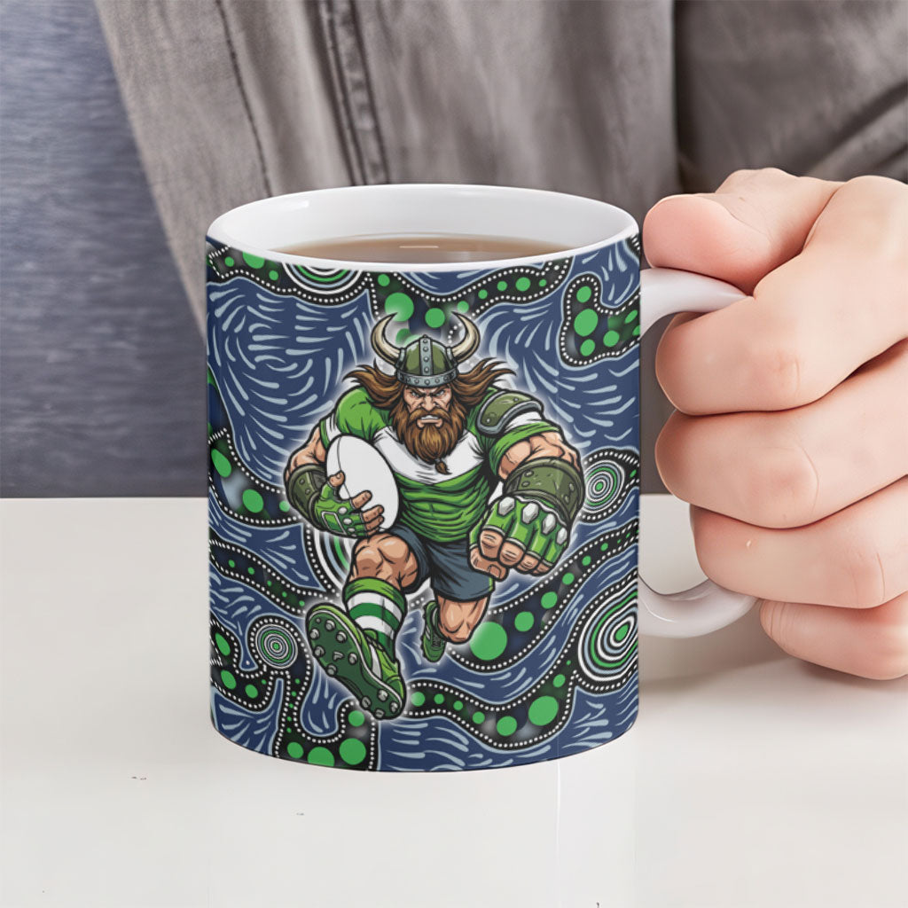 Canberra Raiders ANZAC Ceramic Mug Indigenous Wave Pattern Poppy Remembrance Viking Warrior