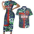 Canberra Raiders ANZAC Couples Matching Short Sleeve Bodycon Dress and Hawaiian Shirt Indigenous Wave Pattern Poppy Remembrance Viking Warrior