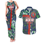 Canberra Raiders ANZAC Couples Matching Tank Maxi Dress and Hawaiian Shirt Indigenous Wave Pattern Poppy Remembrance Viking Warrior
