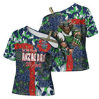 Canberra Raiders ANZAC Cross Shoulder Shirt Indigenous Wave Pattern Poppy Remembrance Viking Warrior