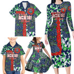 Canberra Raiders ANZAC Family Matching Long Sleeve Bodycon Dress and Hawaiian Shirt Indigenous Wave Pattern Poppy Remembrance Viking Warrior