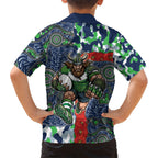 Canberra Raiders ANZAC Family Matching Long Sleeve Bodycon Dress and Hawaiian Shirt Indigenous Wave Pattern Poppy Remembrance Viking Warrior