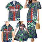 Canberra Raiders ANZAC Family Matching Mermaid Dress and Hawaiian Shirt Indigenous Wave Pattern Poppy Remembrance Viking Warrior