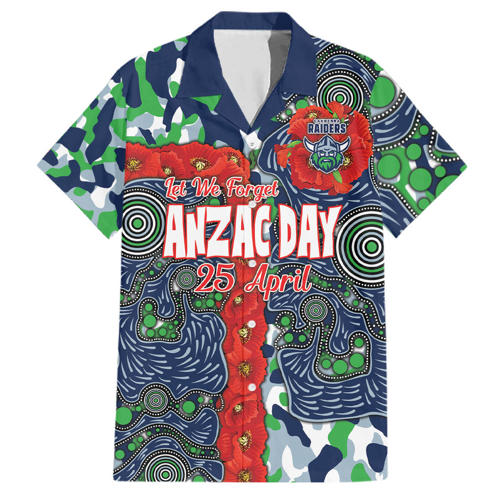 Canberra Raiders ANZAC Family Matching Off The Shoulder Long Sleeve Dress and Hawaiian Shirt Indigenous Wave Pattern Poppy Remembrance Viking Warrior