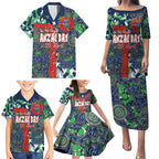 Canberra Raiders ANZAC Family Matching Puletasi and Hawaiian Shirt Indigenous Wave Pattern Poppy Remembrance Viking Warrior