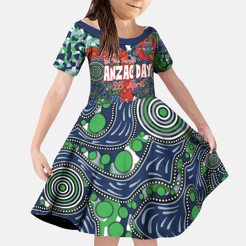 Canberra Raiders ANZAC Family Matching Puletasi and Hawaiian Shirt Indigenous Wave Pattern Poppy Remembrance Viking Warrior