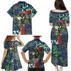 Canberra Raiders ANZAC Family Matching Puletasi and Hawaiian Shirt Indigenous Wave Pattern Poppy Remembrance Viking Warrior