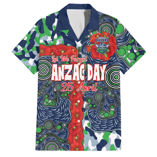 Canberra Raiders ANZAC Family Matching Puletasi and Hawaiian Shirt Indigenous Wave Pattern Poppy Remembrance Viking Warrior