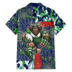 Canberra Raiders ANZAC Family Matching Puletasi and Hawaiian Shirt Indigenous Wave Pattern Poppy Remembrance Viking Warrior