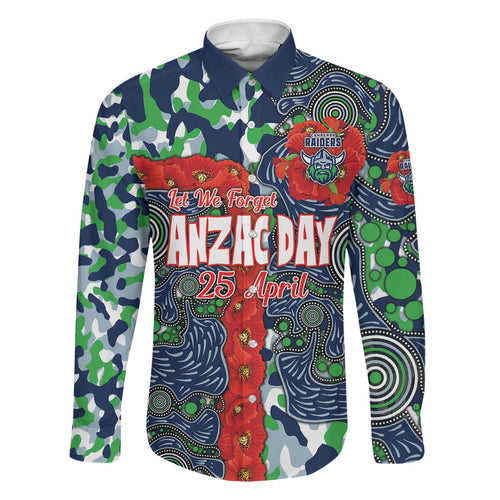Canberra Raiders ANZAC Family Matching Puletasi and Hawaiian Shirt Indigenous Wave Pattern Poppy Remembrance Viking Warrior