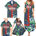 Canberra Raiders ANZAC Family Matching Summer Maxi Dress and Hawaiian Shirt Indigenous Wave Pattern Poppy Remembrance Viking Warrior