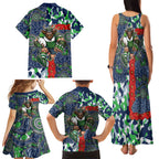 Canberra Raiders ANZAC Family Matching Tank Maxi Dress and Hawaiian Shirt Indigenous Wave Pattern Poppy Remembrance Viking Warrior