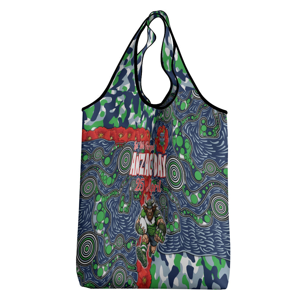 Canberra Raiders ANZAC Grocery Bag Indigenous Wave Pattern Poppy Remembrance Viking Warrior
