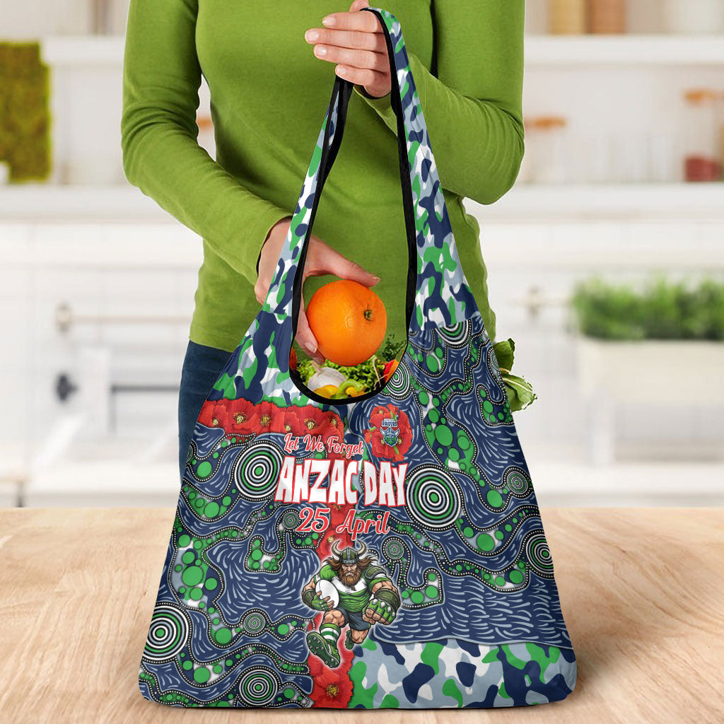Canberra Raiders ANZAC Grocery Bag Indigenous Wave Pattern Poppy Remembrance Viking Warrior