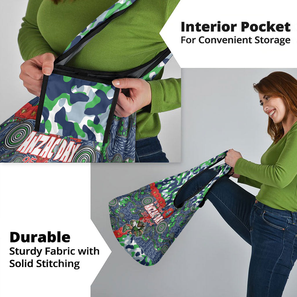 Canberra Raiders ANZAC Grocery Bag Indigenous Wave Pattern Poppy Remembrance Viking Warrior