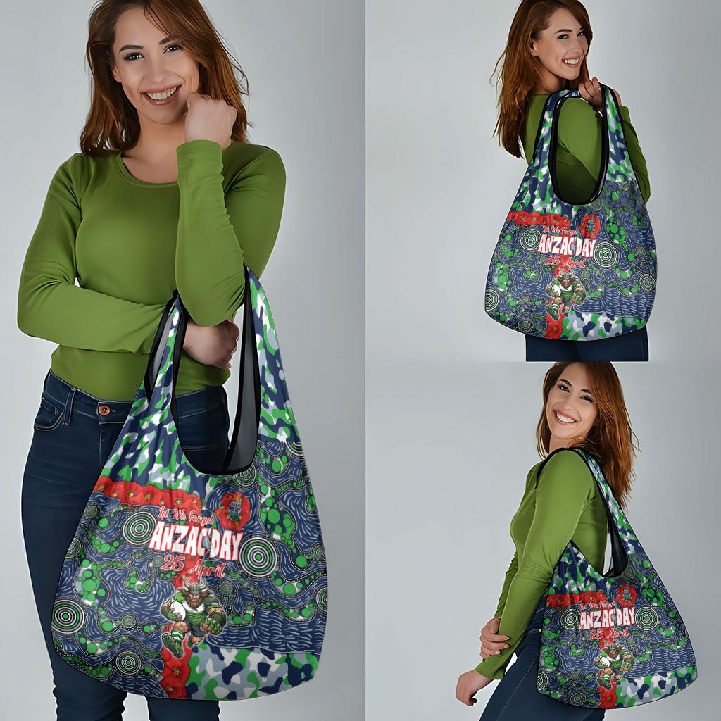 Canberra Raiders ANZAC Grocery Bag Indigenous Wave Pattern Poppy Remembrance Viking Warrior