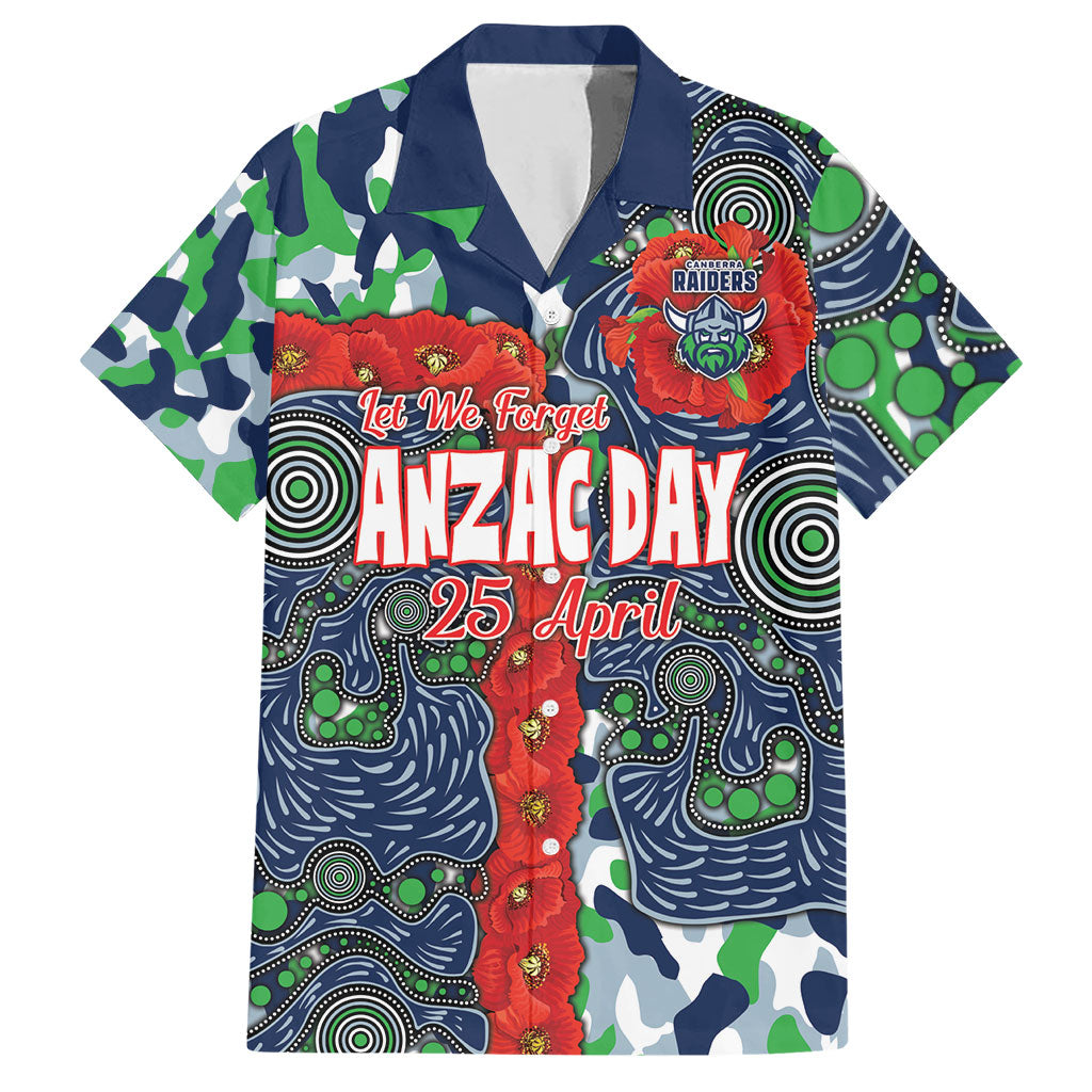 Canberra Raiders ANZAC Hawaiian Shirt Indigenous Wave Pattern Poppy Remembrance Viking Warrior